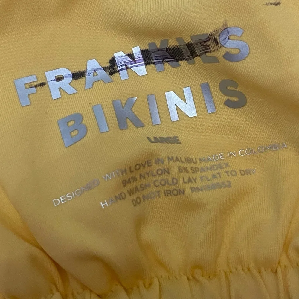 New! Frankie's Bikinis Tia Peace Terry Yellow Pink Patterned Bikini 1067